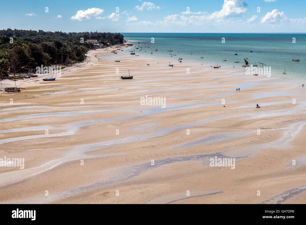 Vilanculos Beach in Mosambik aus der Luft Stockfoto