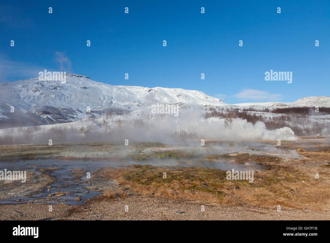 Geothermische Gebiet der Geysir im Haukadalur Tal, Sudurland, Island Stockfoto