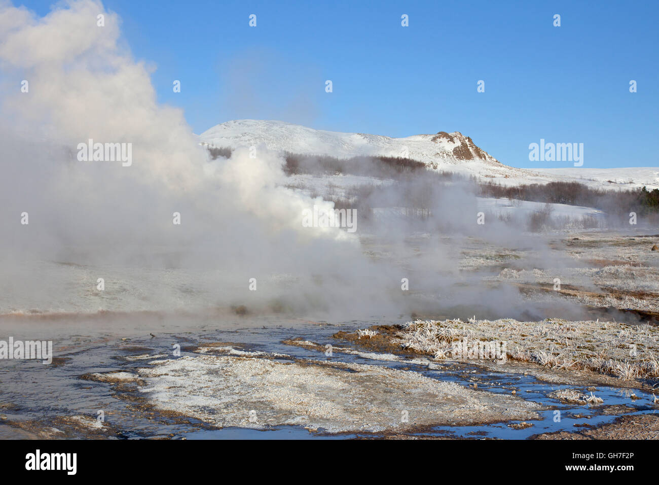 Geothermische Gebiet der Geysir im Haukadalur Tal, Sudurland, Island Stockfoto