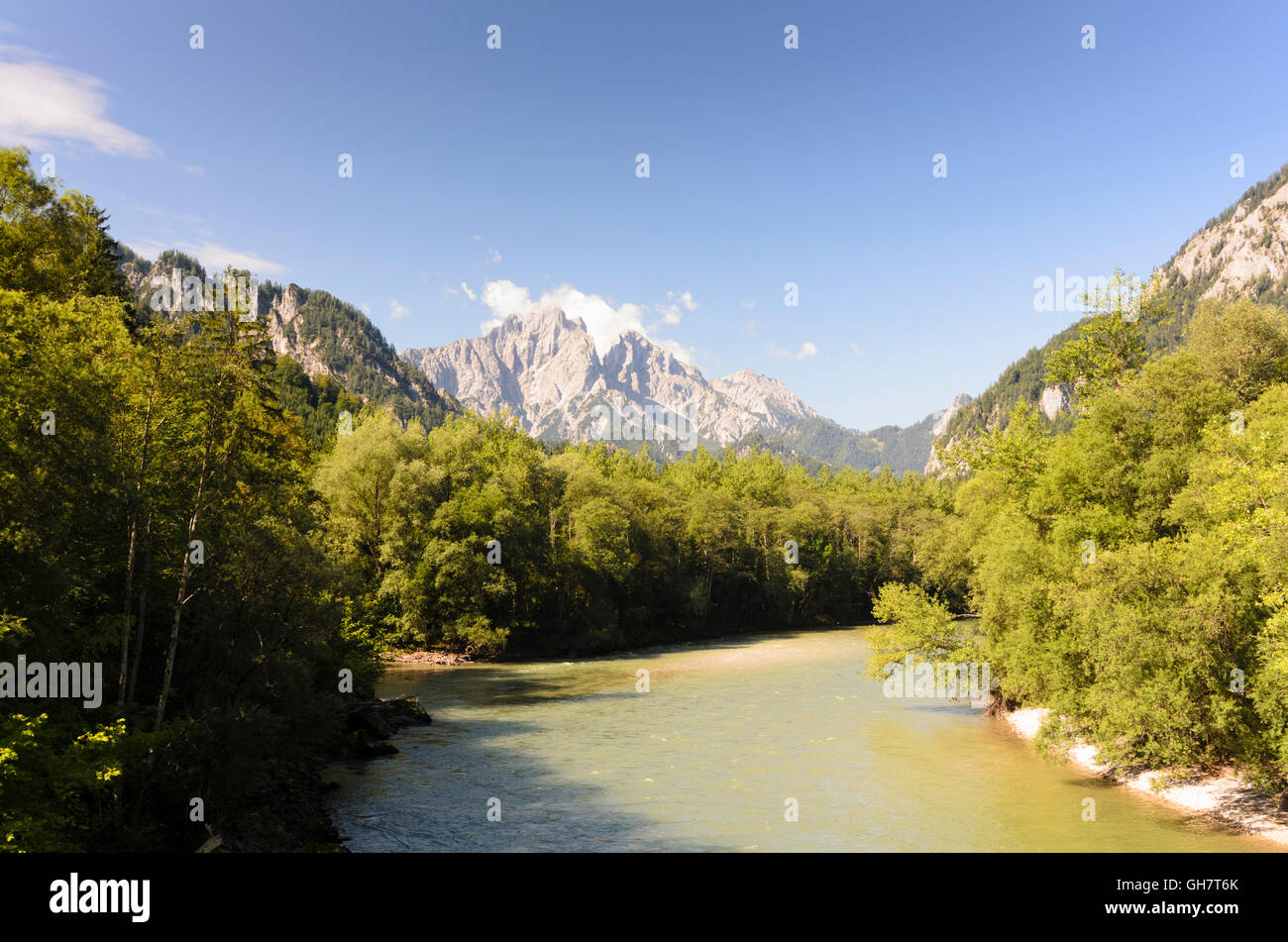 Nationalpark Gesäuse: Ennstal, Blick auf Admonter Reichenstein, Österreich, Steiermark, Steiermark, Gesäuse Stockfoto