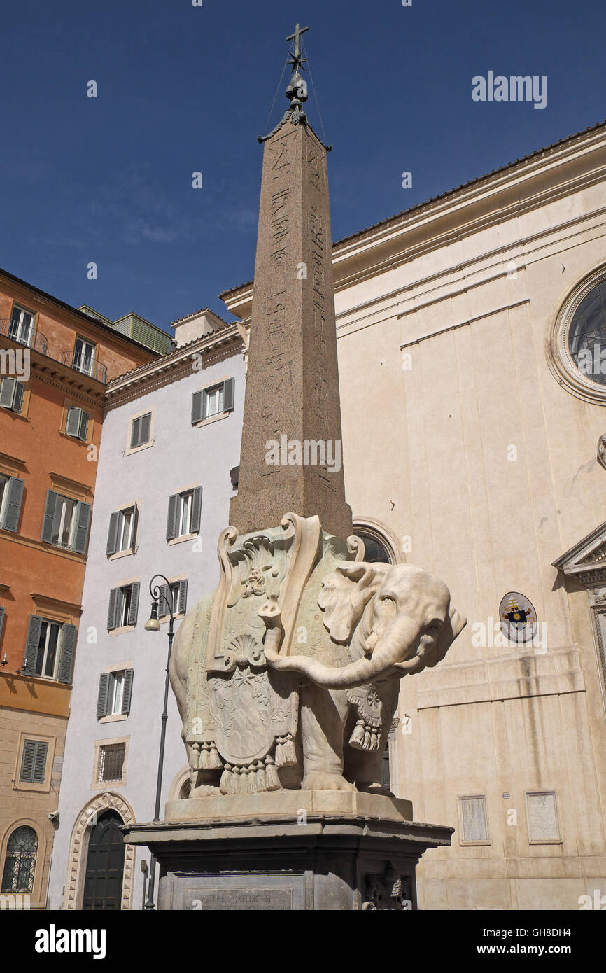 Elefantino (Elefant) von Bernini, Piazza della Minerva, Rom, Italien. Stockfoto