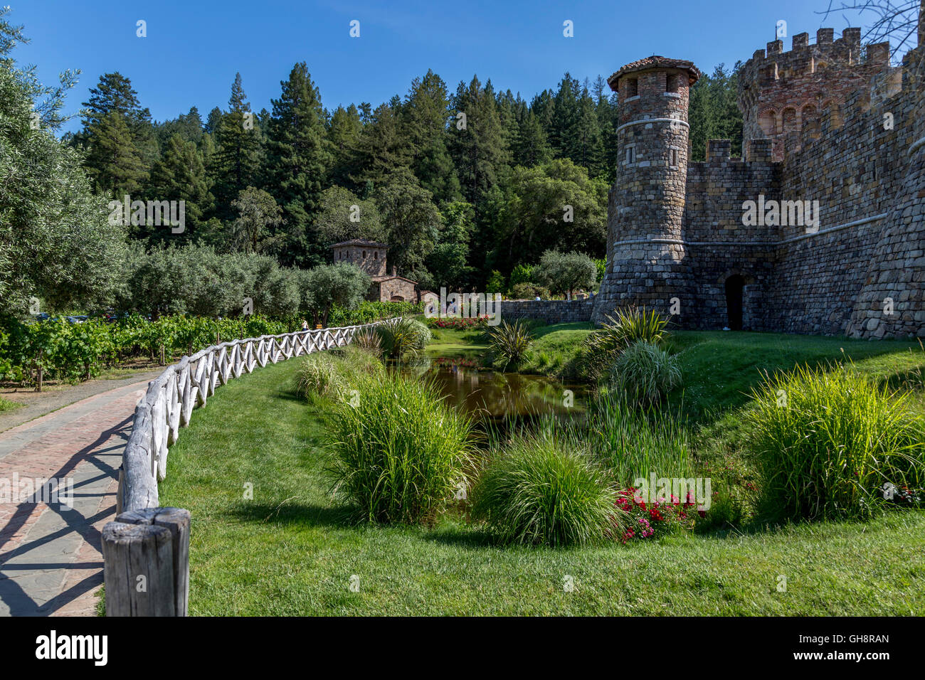 Napa Valley Winery, Castello di Amorosa. Nordkalifornien. Stockfoto
