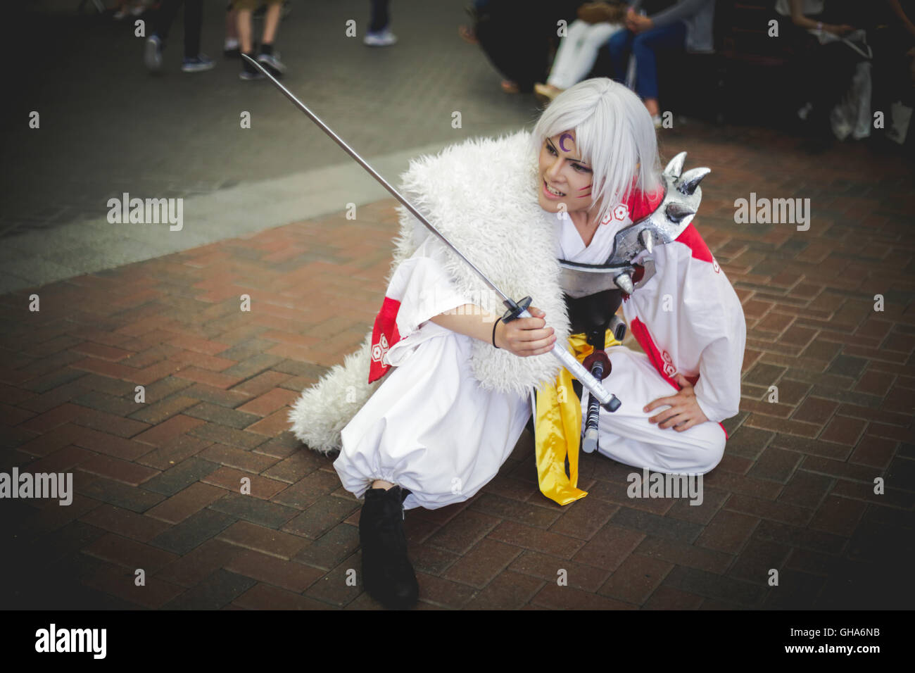 Sesshomaru von Inuyasha Cosplayer Hyper Japan London 2015. Stockfoto