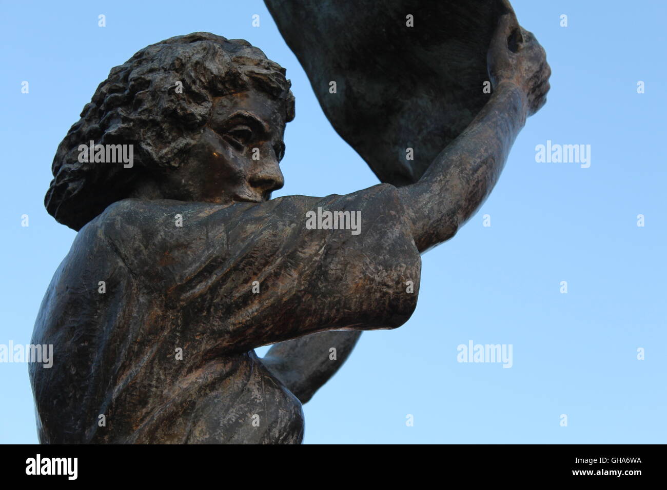 Savannahs Waving Girl, historischen Savannah Riverfront Stockfoto