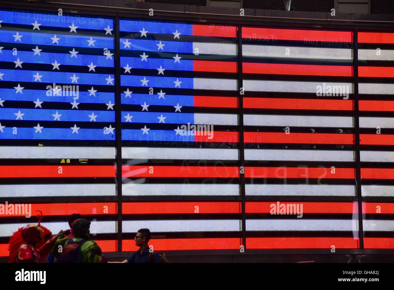 Neon-USA-Flagge Times Square New York City USA Stockfoto