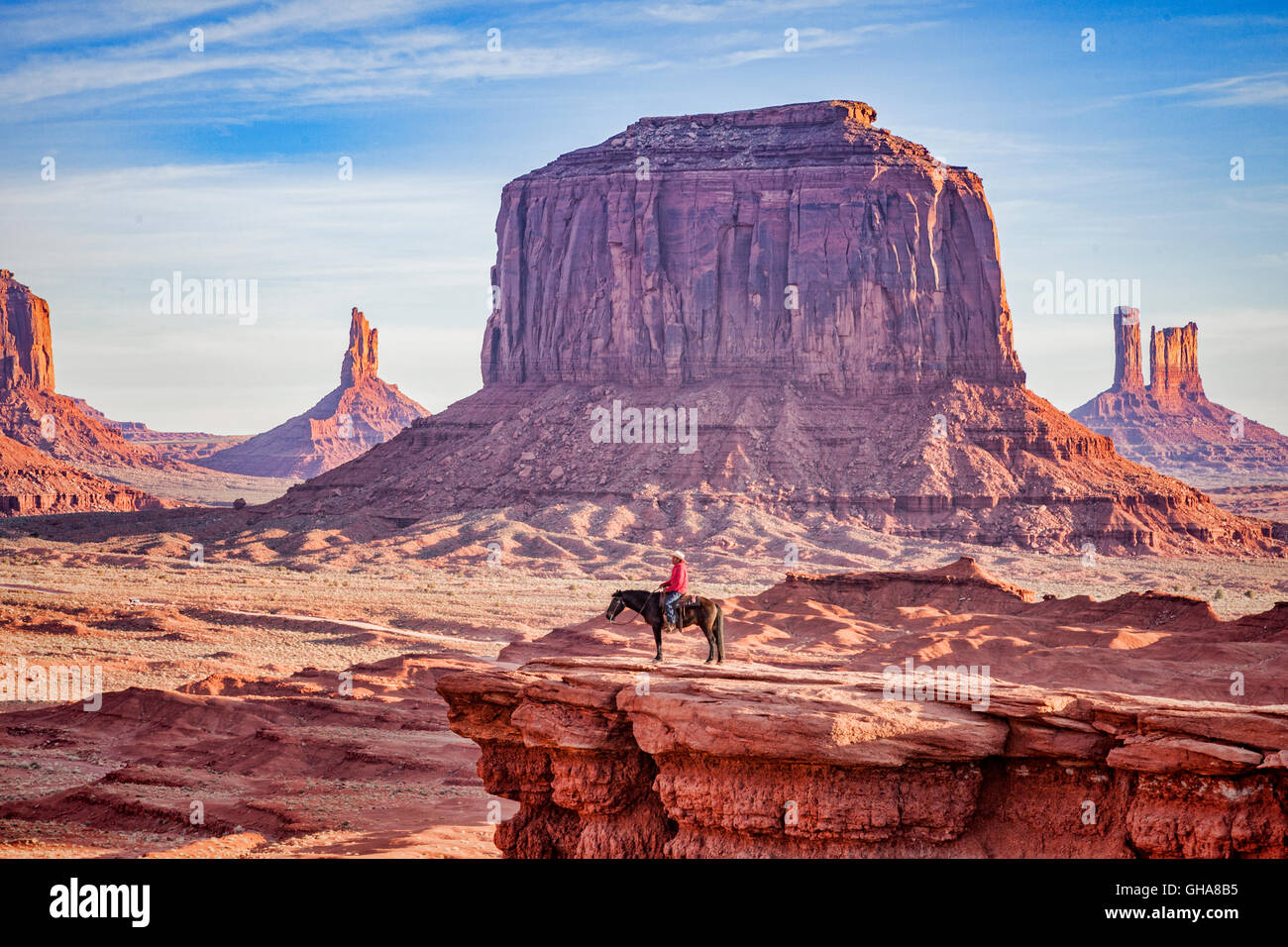 Navajo Reiter bei John Ford Point im Monument Valley Tribal Park, Arizona, USA Stockfoto