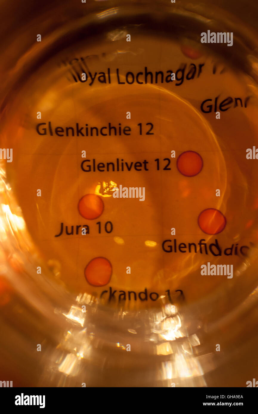 Kenner der Marken scotch Whisky Verkostung verschiedener Mischungen und. Stockfoto