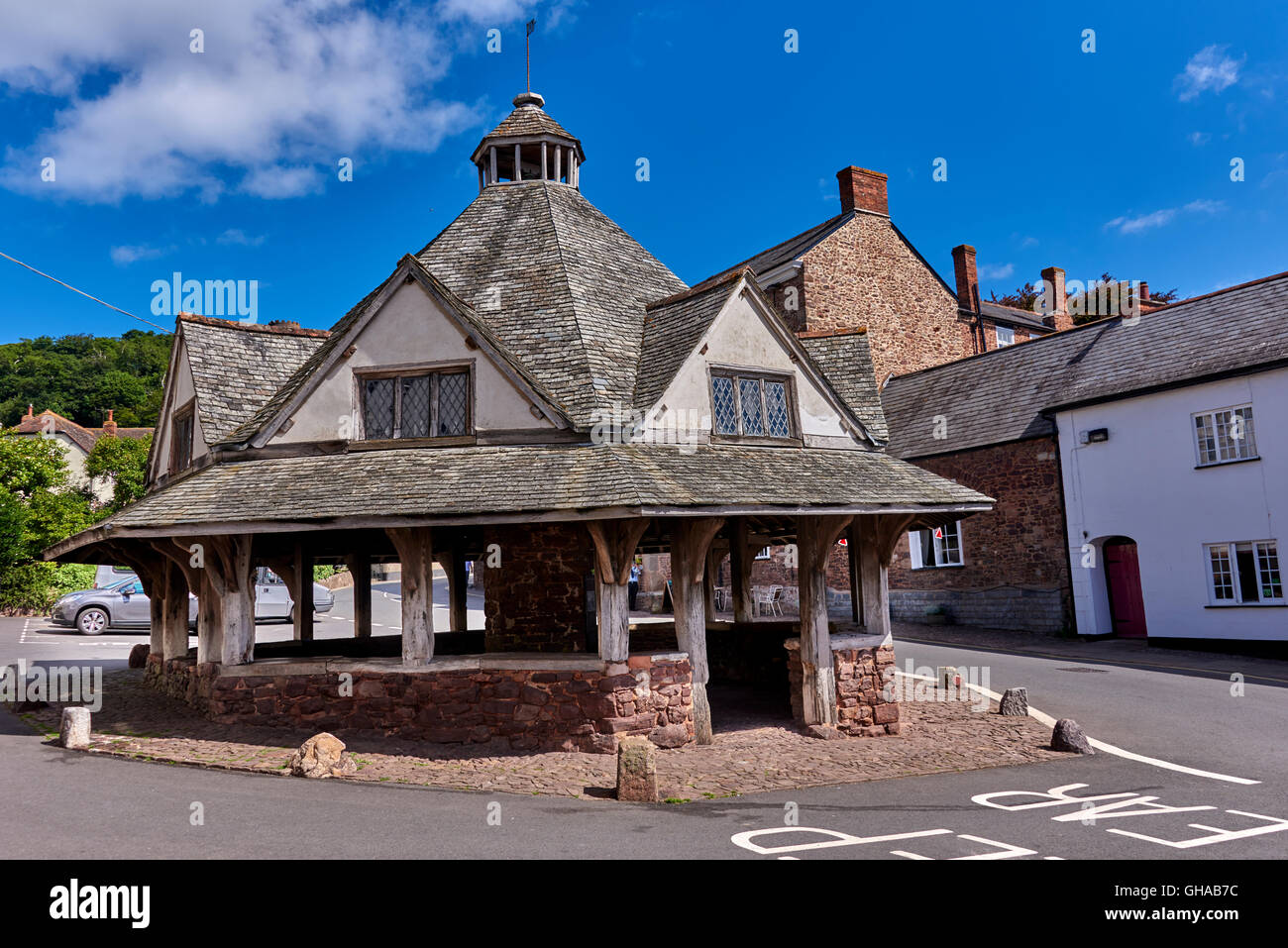 Dunster ist ein Dorf, Zivilgemeinde und ehemalige Herrenhaus in der englischen Grafschaft Somerset Stockfoto