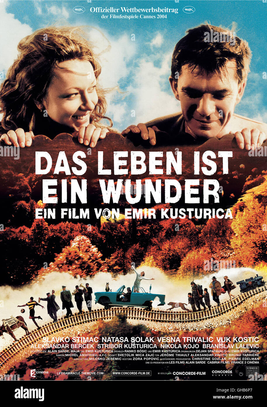 DAS LEBEN IST EIN WUNDER La Vie est un-Wunder/Leben ist ein Wunder/Zivot Je Cudo serbischer/Frankreich 2004 Emir Kusturica Filmplakat Regie: Emir Kusturica aka. La Vie est un-Wunder/Leben ist ein Wunder/Zivot Je Cudo Stockfoto