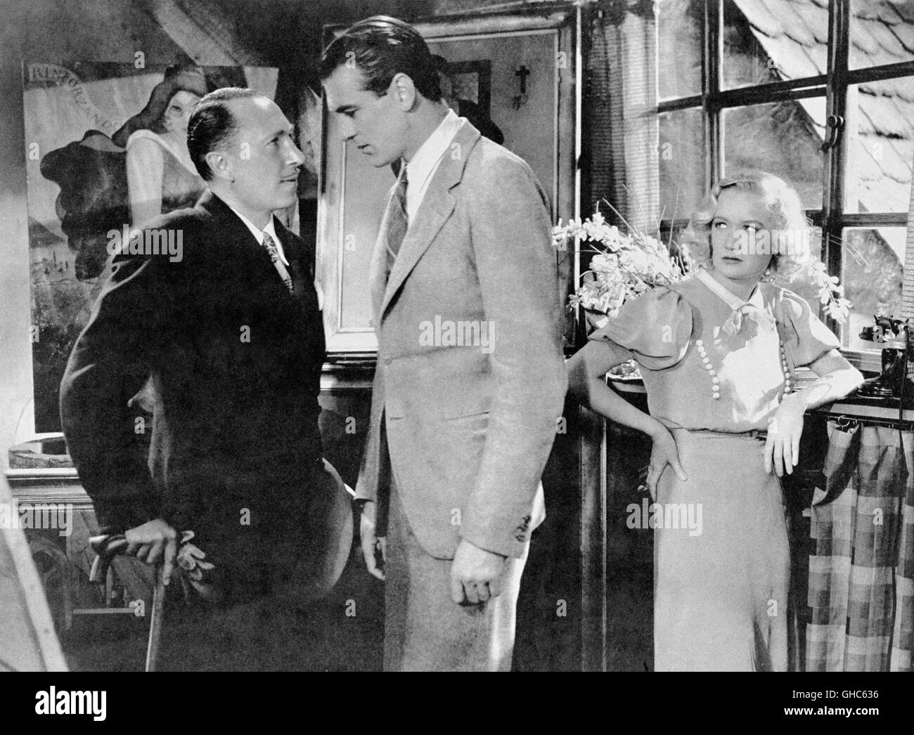 SERENADE ZU DRITT Design for Living USA 1933 Max Plunkett (EDWARD EVERETT HORTON), George Curtis (GARY COOPER), Gilda Farrell (MIRIAM HOPKINS) aka. Design for Living Stockfoto