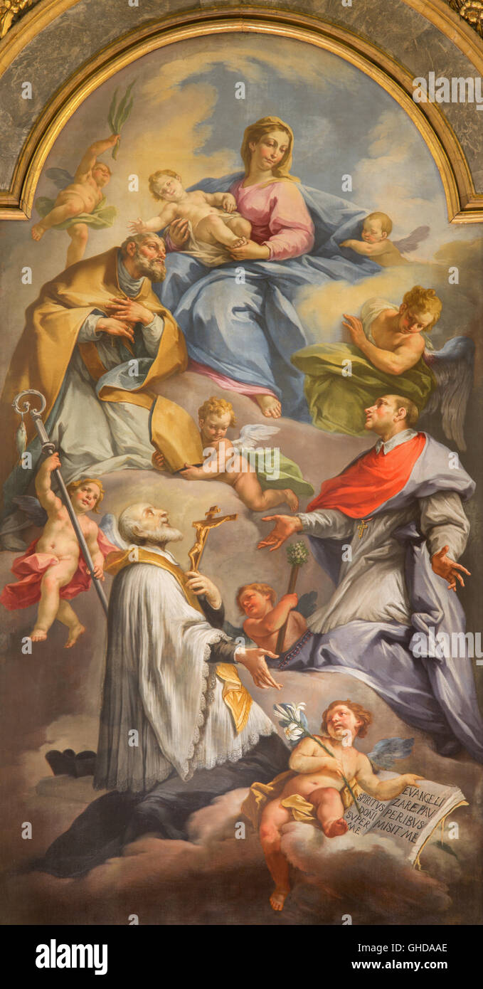 BRESCIA, Italien 21. Mai 2016 Das Gemälde der Madonna unter den