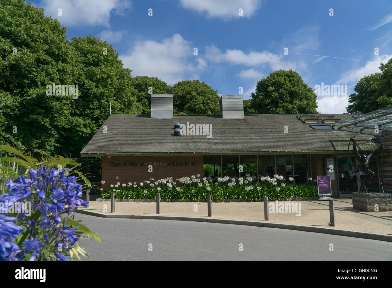 Gebäude, Fassade, Durrell Wildlife Park, Jersey, Kanalinseln Stockfoto