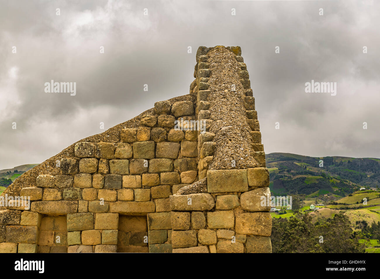 Ingapirca, ein touristischer Ort ist, befindet sich einen uralter Inka-Tempel in der Provinz Azuay, Ecuador Stockfoto