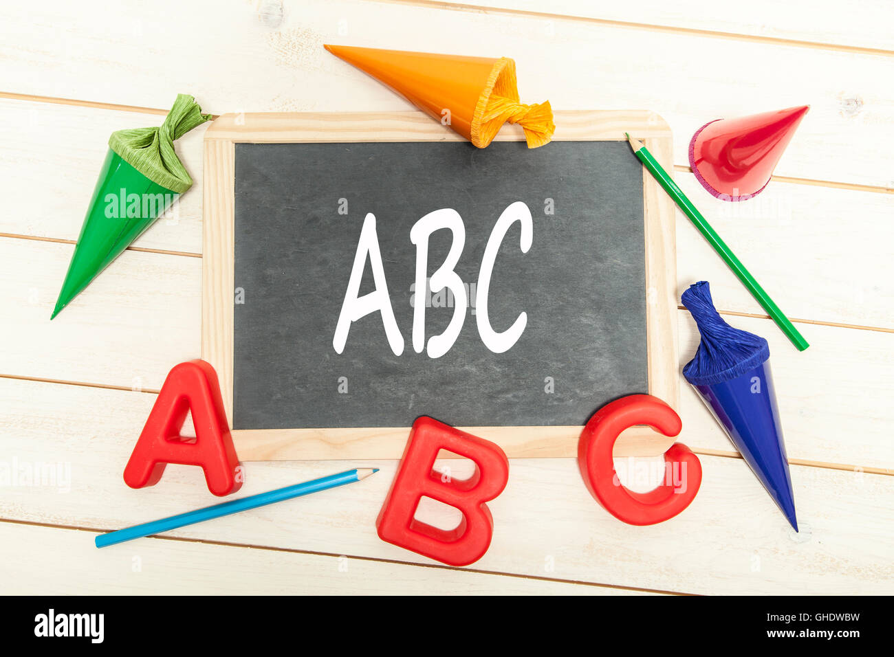 ABC auf Tafel Stockfoto