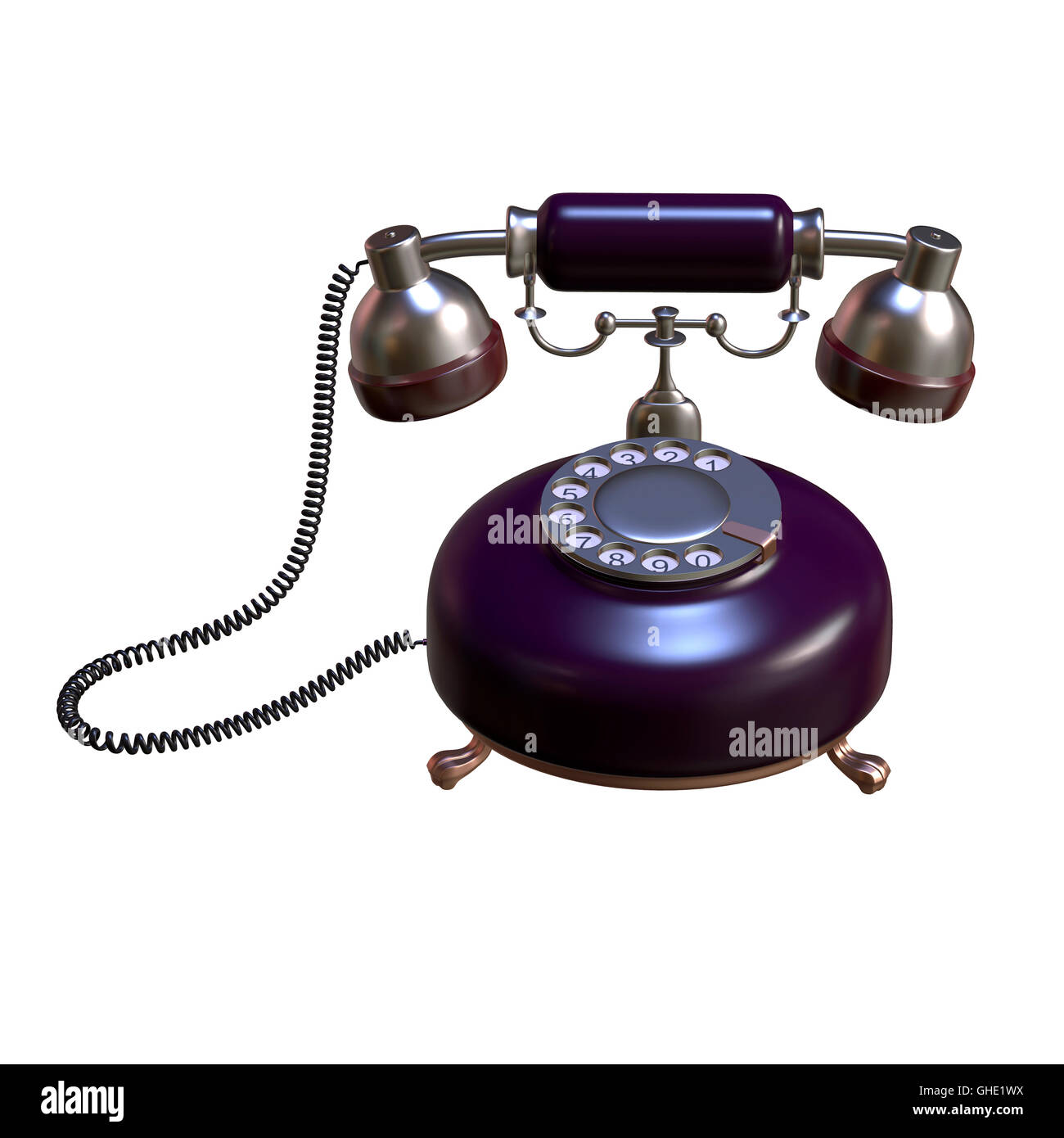 Retro-Stil Zifferblatt Vintage Telefon 3D-Illustration Stockfoto