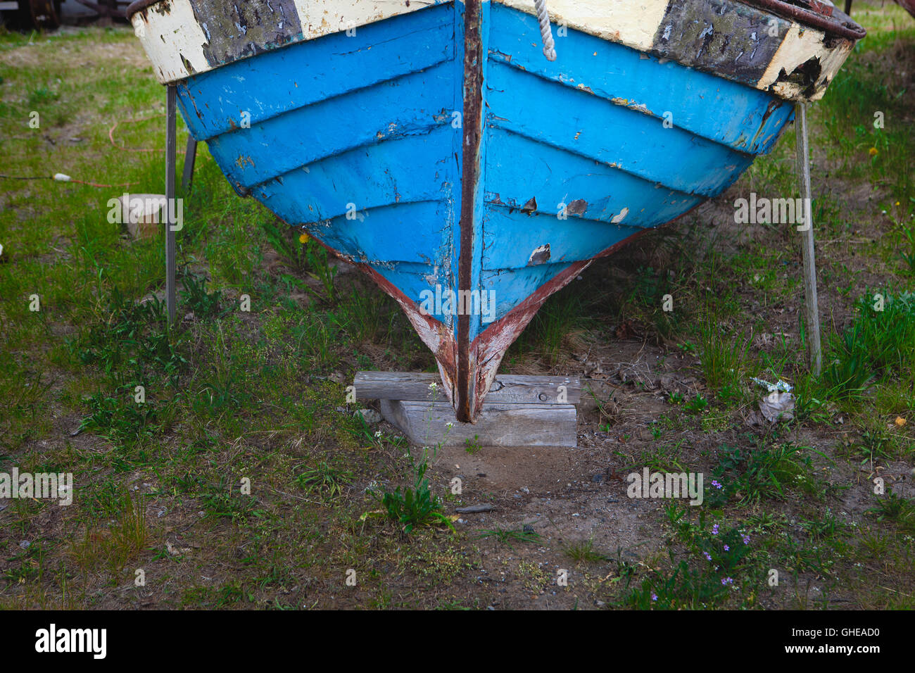 Alten, verfallenen Holzboot Detalis Clouse-up Stockfoto