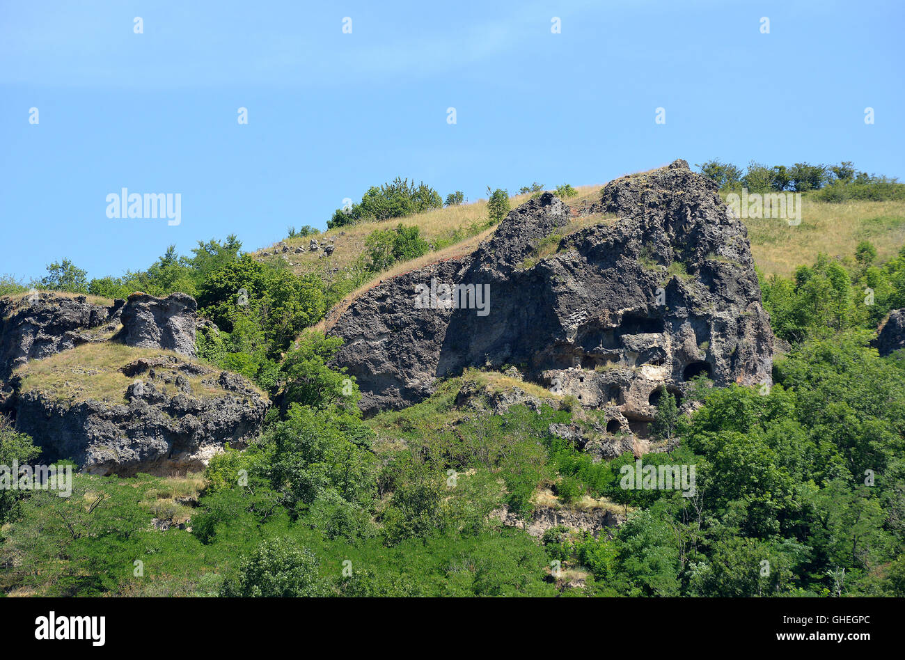 Höhlen Perrier Puy de Dome Auvergne Zentralmassiv Frankreich Stockfoto