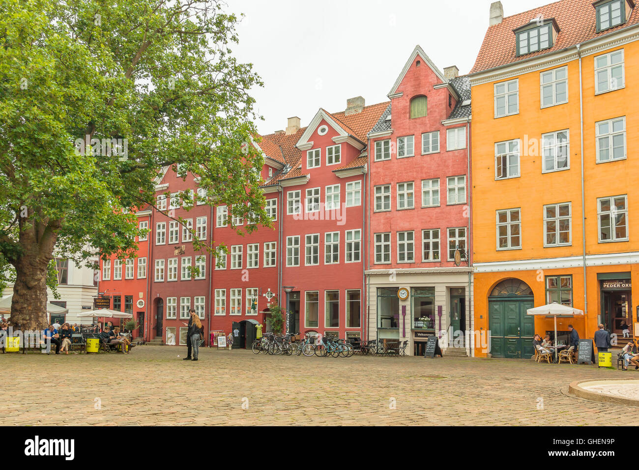 Grabrodretorv ist ein öffentlicher Platz mit Restaurants im Zentrum von Kopenhagen, Dänemark Stockfoto
