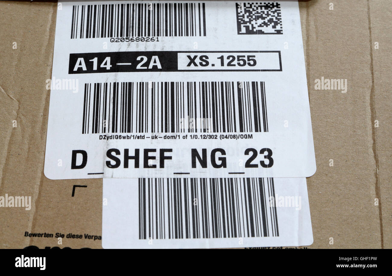 Etikettierung mit vielen Barcodes Stockfoto