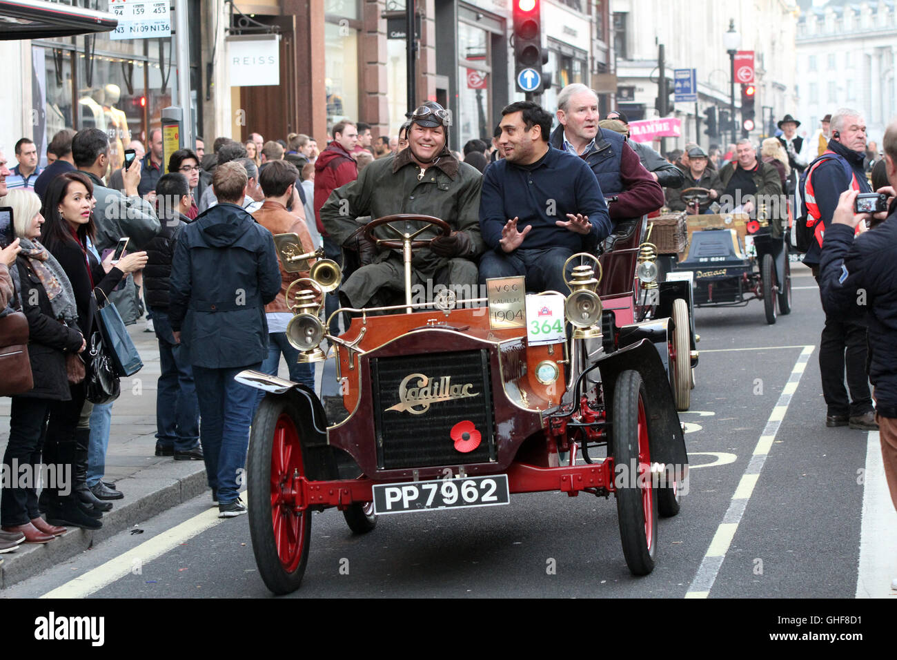 Autocar Oldtimer Baujahr 1904 an der Regent Street Motor Show, 31. Oktober 2015, London, UK. Stockfoto