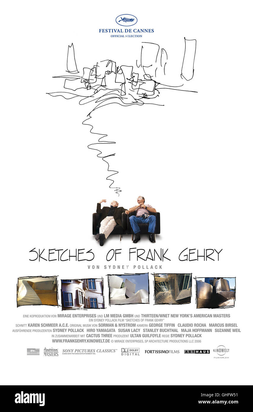 Skizzen von Frank Gehry / Filmplakat Regie: Sydney Pollack aka. Sketches of Frank Gehry Stockfoto