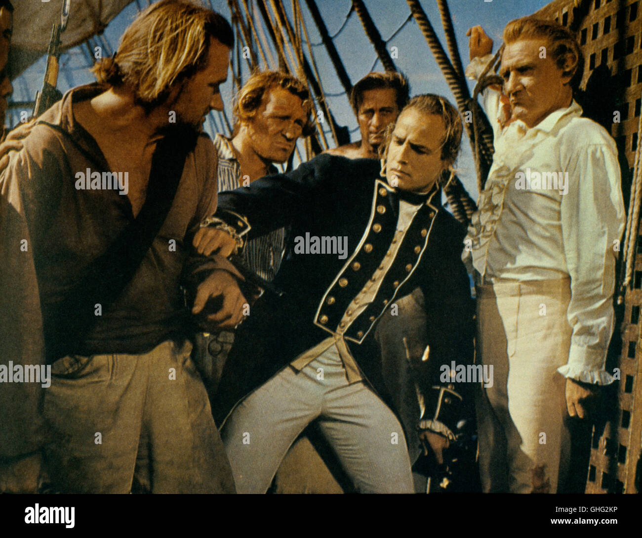 MARLON BRANDO (Lt. Fletcher Christian), TREVOR HOWARD (Captain Bligh) auf der Bounty. Regie: Lewis Milestone aka. Meuterei auf der Bounty Stockfoto