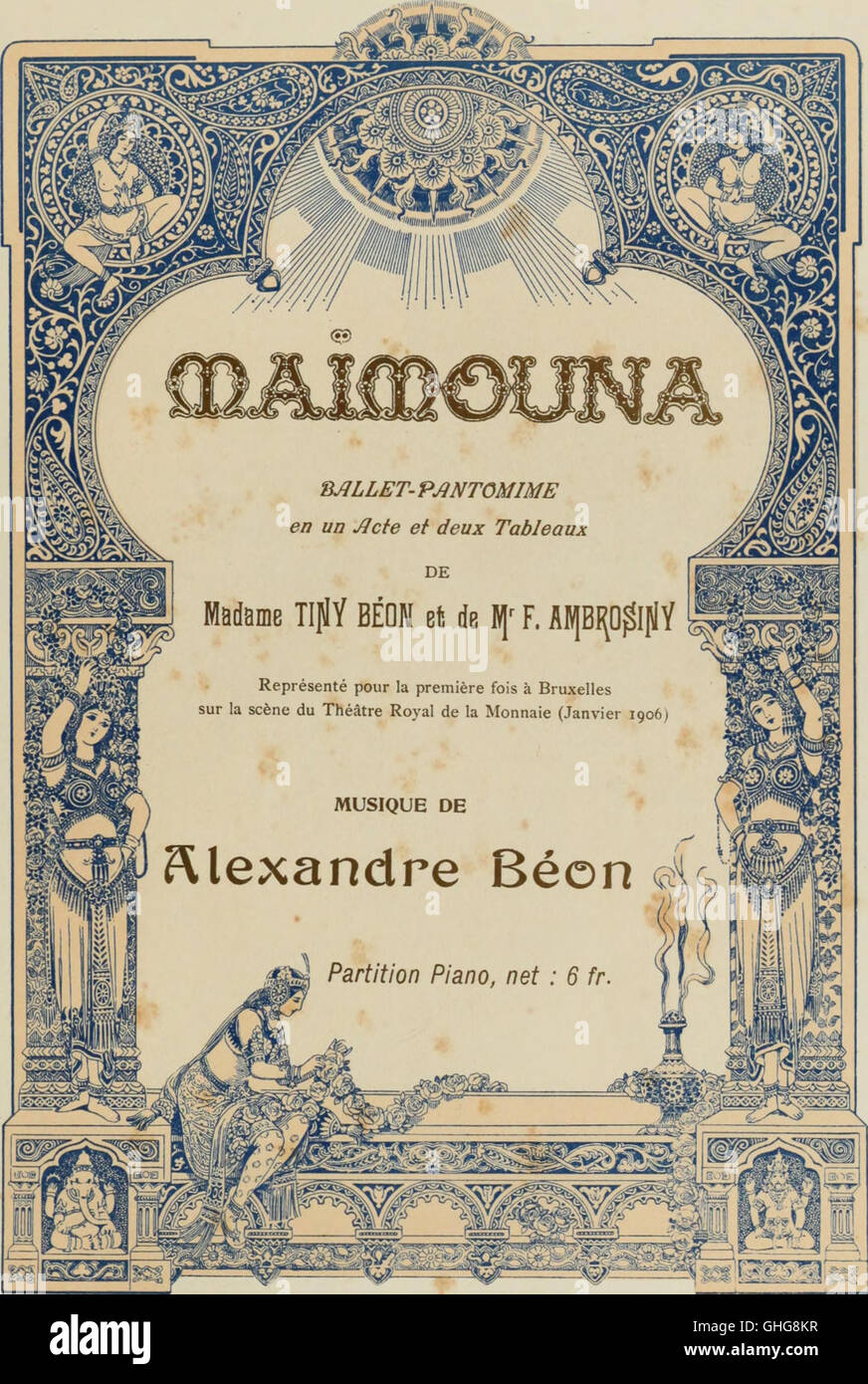 Maimouna ist eine Ballettpantomime von Tiny Beon und F. Ambrosiny, die erstmals im Januar 1906 in Brüssel im Théâtre Royal de la Monnaie aufgeführt wurde und dramatische Tanz- und Theaterkunst zeigt. Stockfoto Maimouna ist eine Ballettpantomime von Tiny Beon und F. Ambrosiny, die erstmals im Januar 1906 in Brüssel im Théâtre Royal de la Monnaie aufgeführt wurde und dramatische Tanz- und Theaterkunst zeigt. Stockfoto