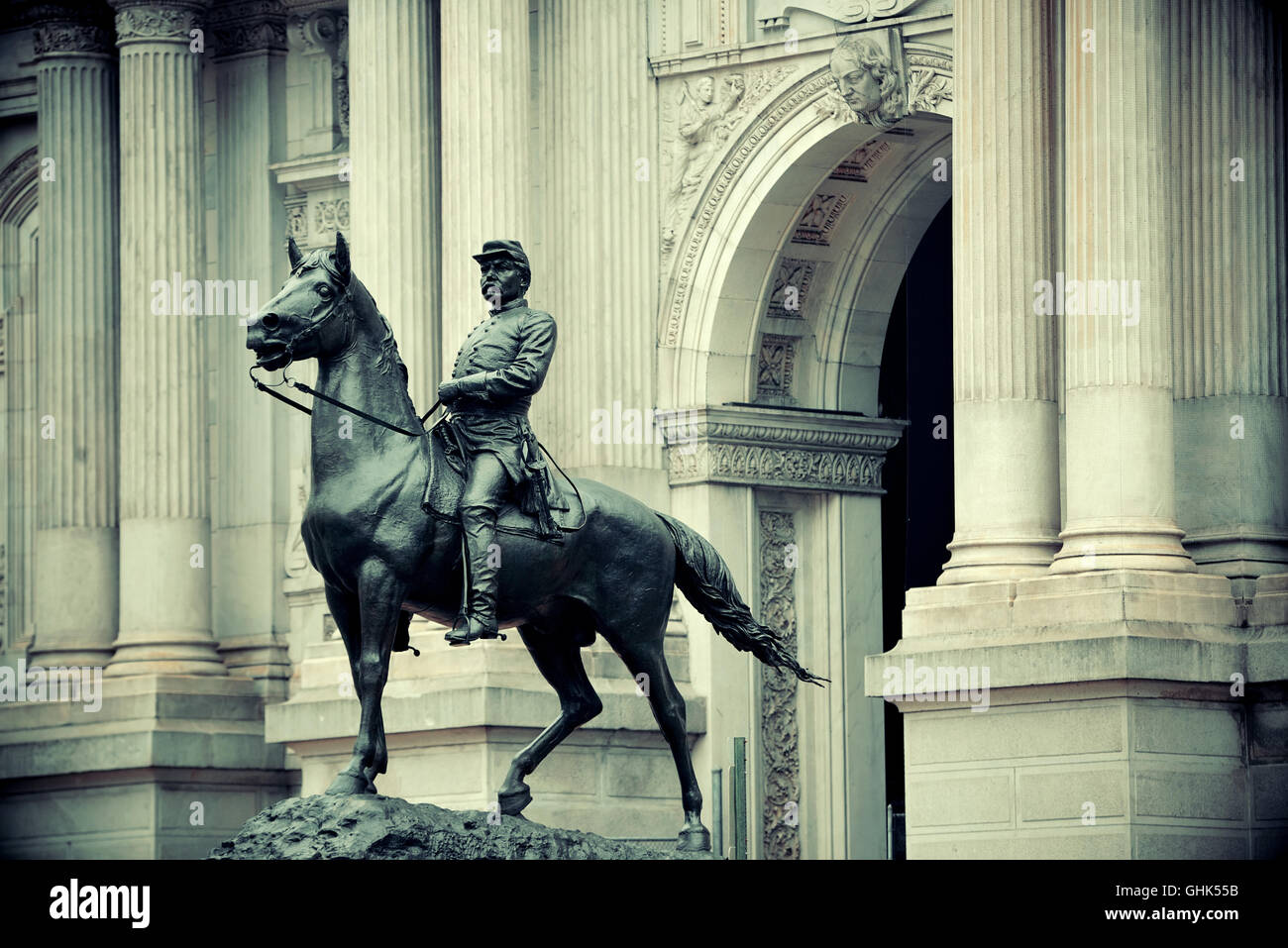 General Geo. B. Mcclellan-Statue vor dem Rathaus in Philadelphia Stockfoto