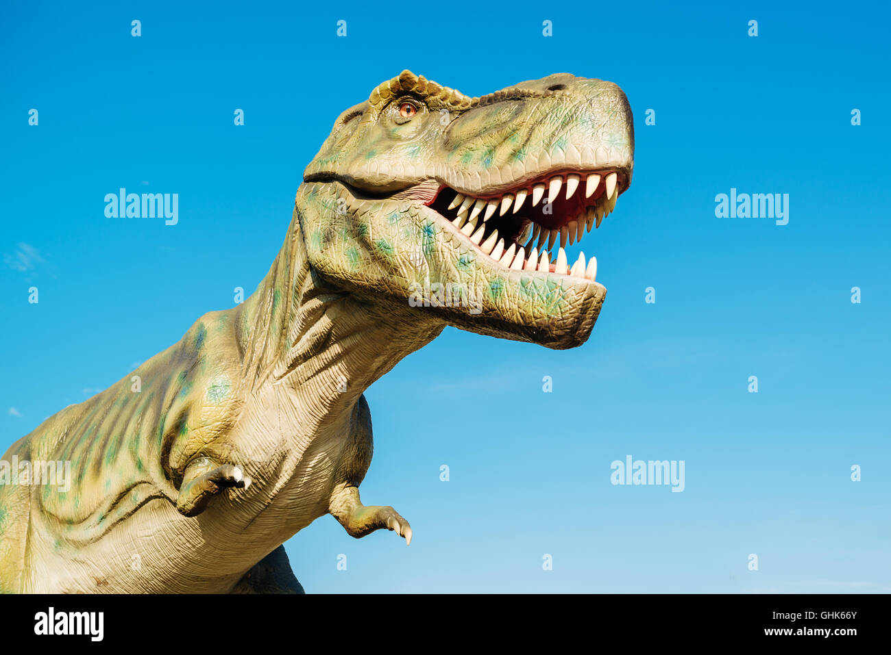 NOVI SAD, Serbien - 7. August 2016: Tyrannosaurus Leben Größe Modell des prähistorischen Tieres im Thema Entertainment Dino-Park. Stockfoto