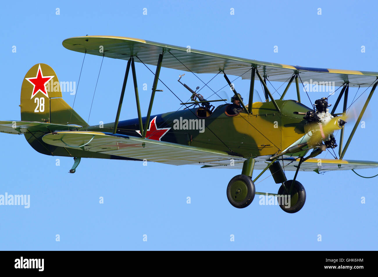 Shuttleworth Collection Polikarpov PO 2 G-BSSY, Fliegen bei Old Warden Stockfoto