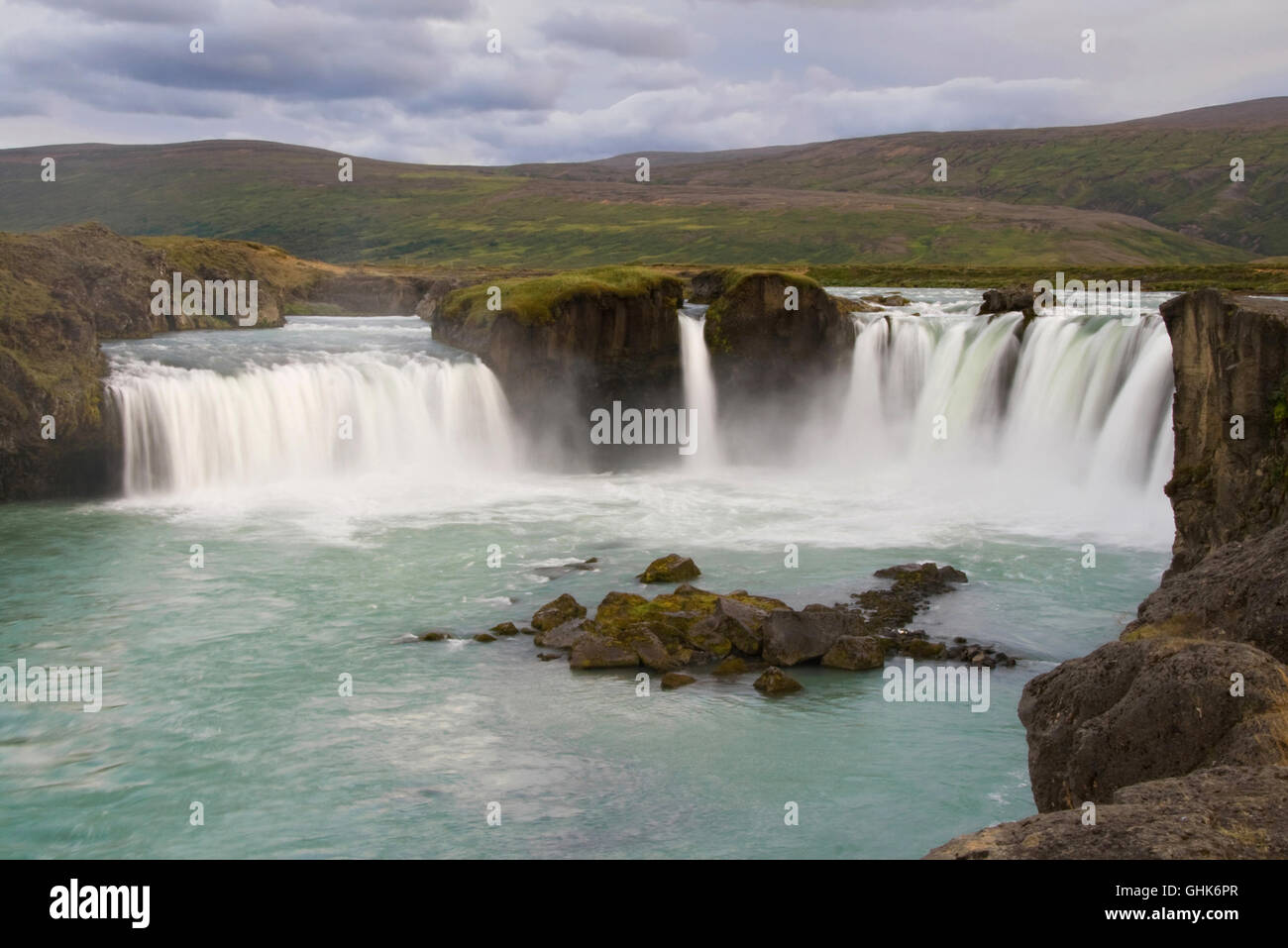 Godafoss Wasserfall, in der Nähe von Akureyri, Island. Stockfoto