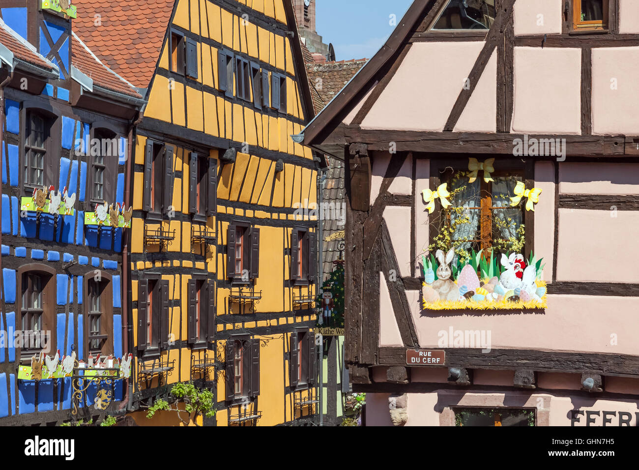 Bunte und malerische Dorf in Riquewihr. Stockfoto