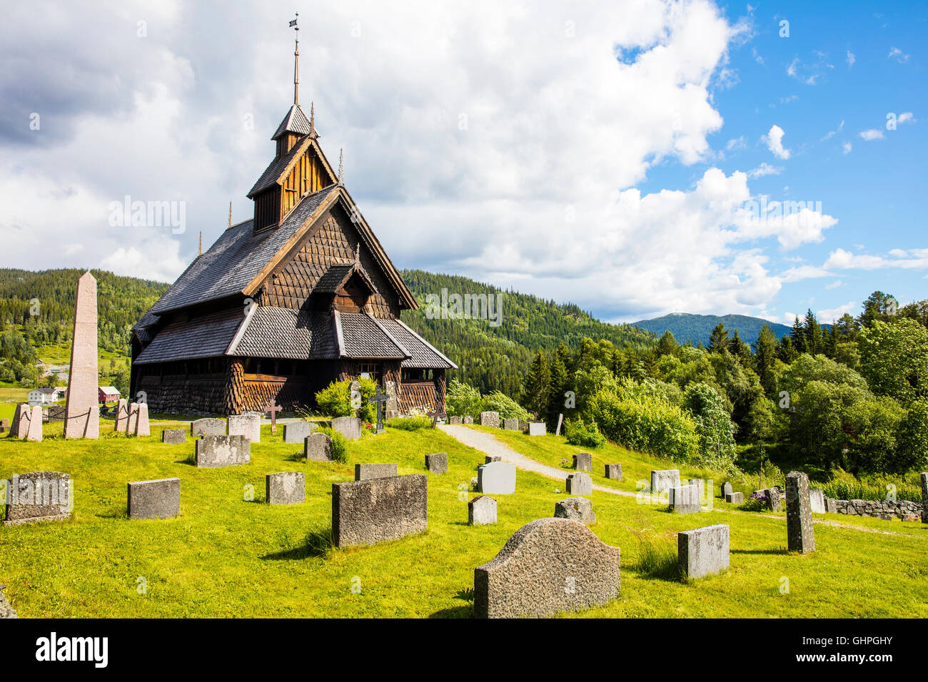 Eidsborg hölzerne Stabkirche Kirche in Telemark, Norwegen Stockfoto