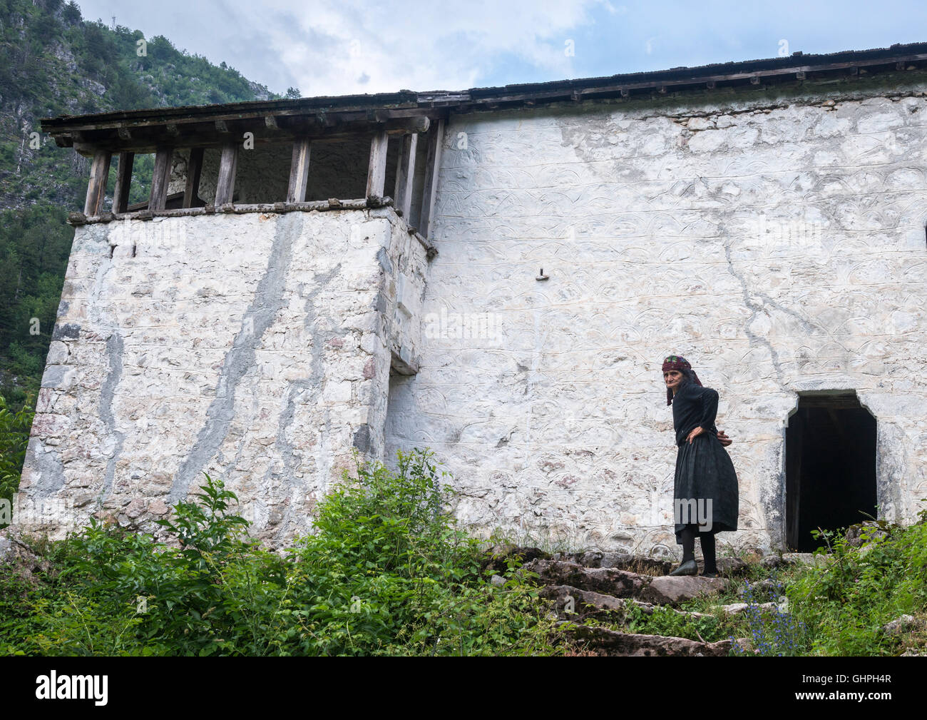 Traditionellen osmanischen Periode defensive Haus nun das lokale ethnographische Museum in Theth in den albanischen Alpen, Nordalbanien. Stockfoto