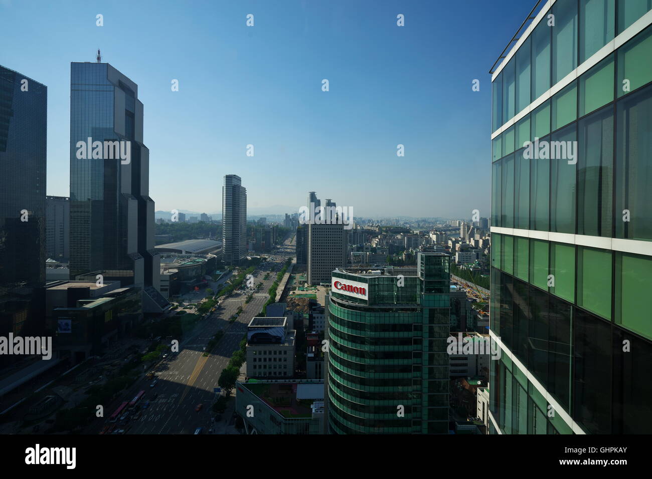 Blick auf Innenstadt Gangnam, Seoul Stockfoto