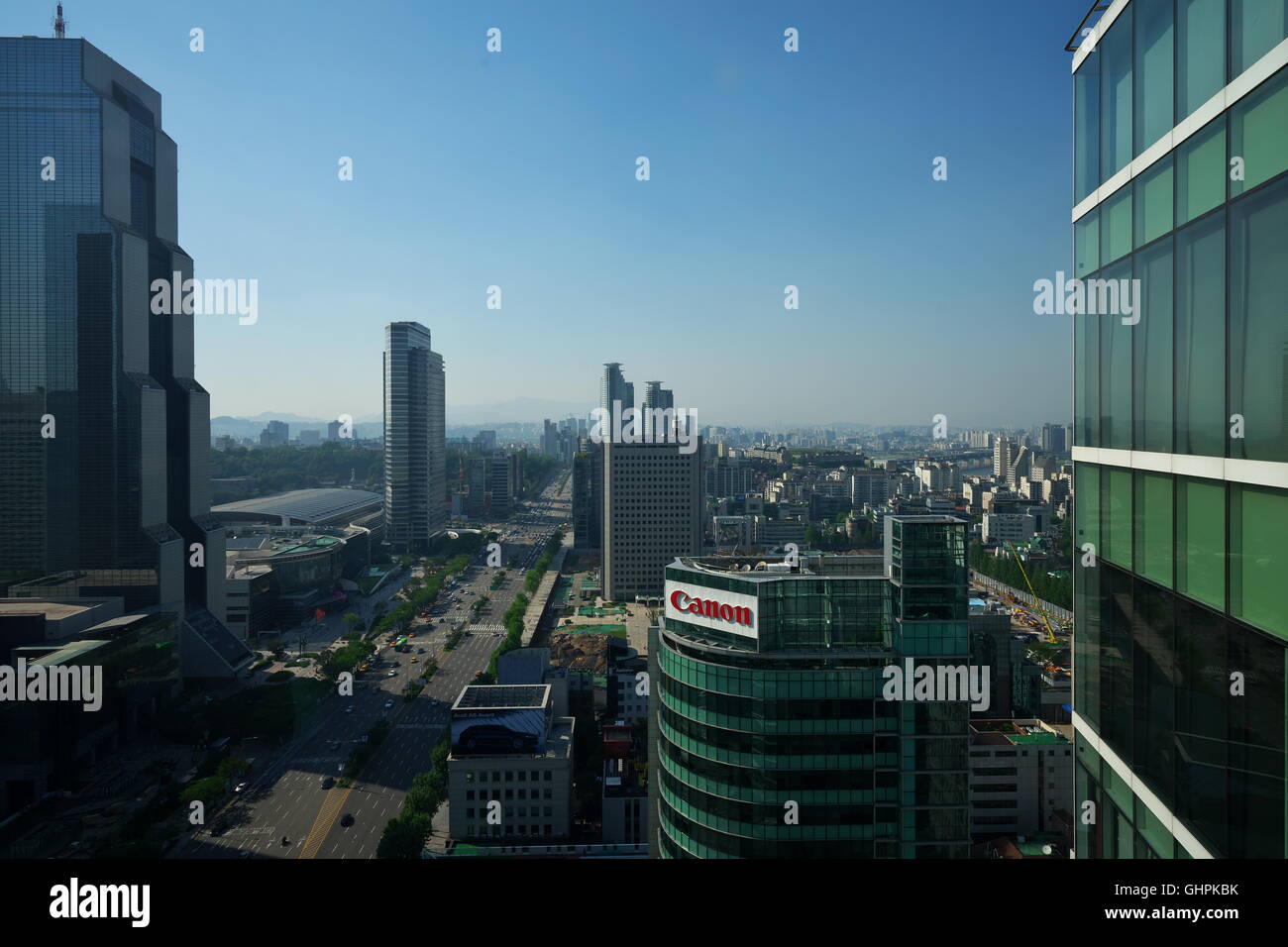 Blick auf Innenstadt Gangnam, Seoul Stockfoto