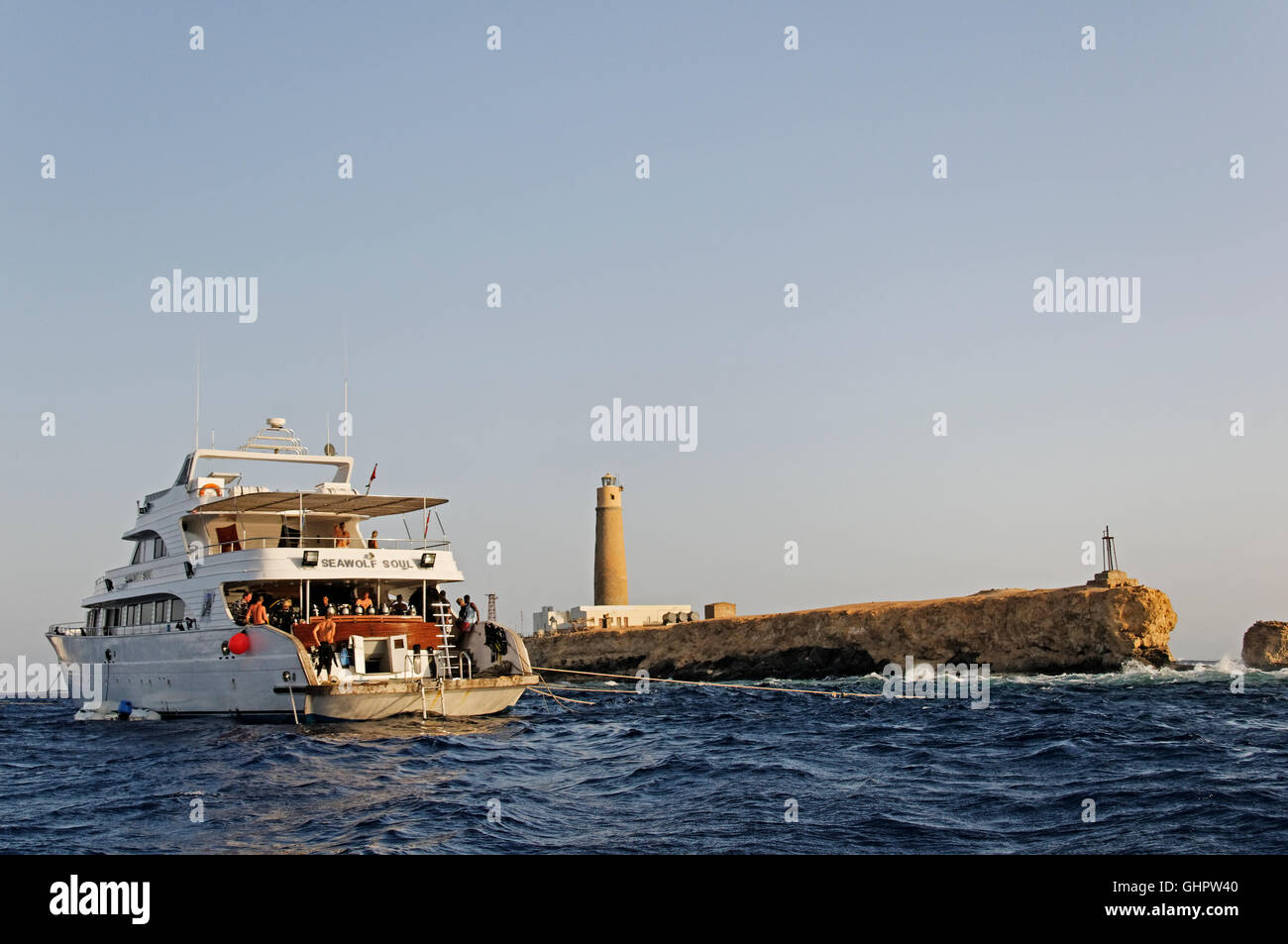 Tauchen Boot auf Big Brother, Brother Islands, Brüder, Rotes Meer, Ägypten, Afrika Stockfoto