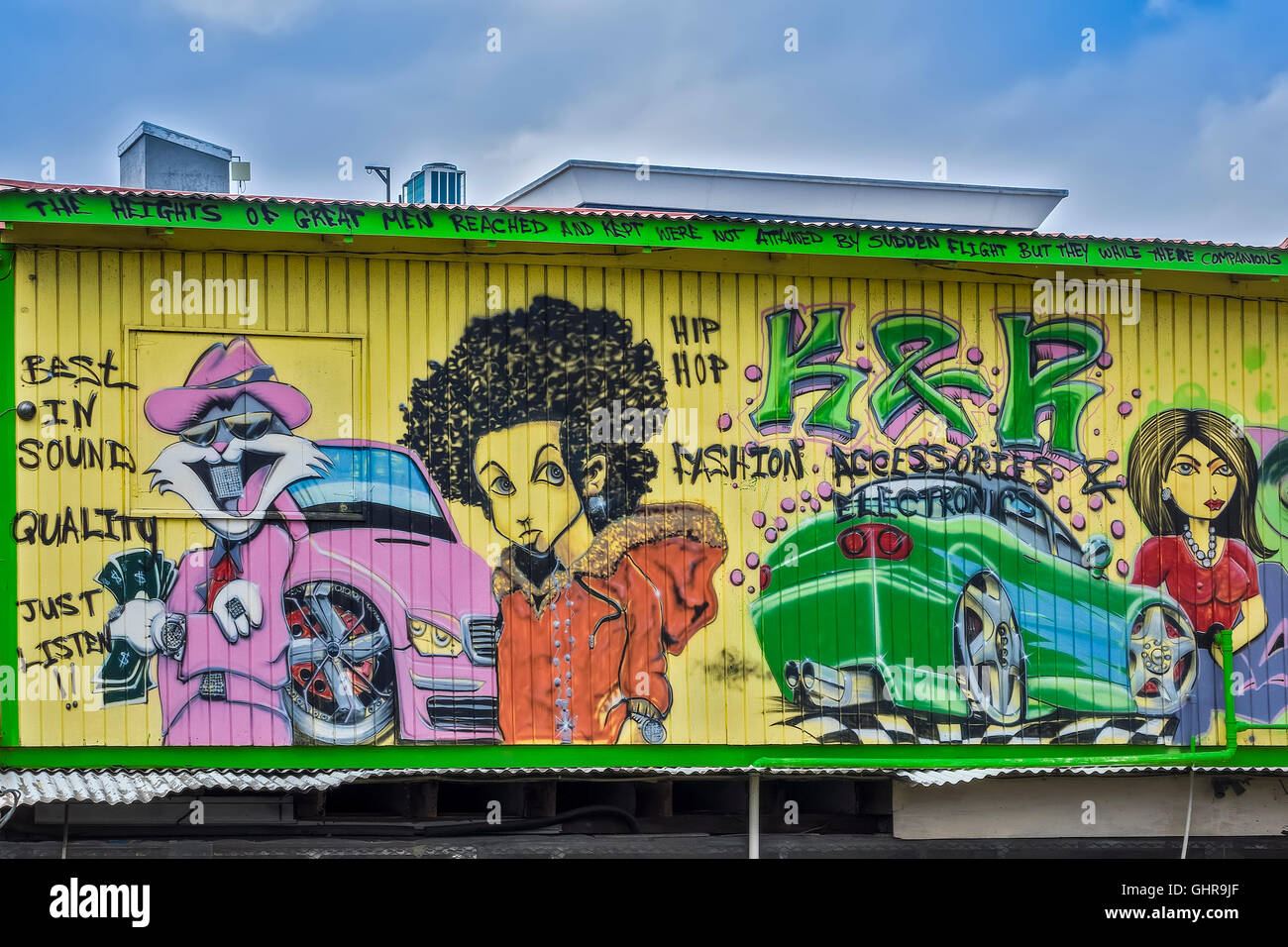 Graffiti-Malerei auf eine Wand St. Johns Antigua West Indies Stockfoto