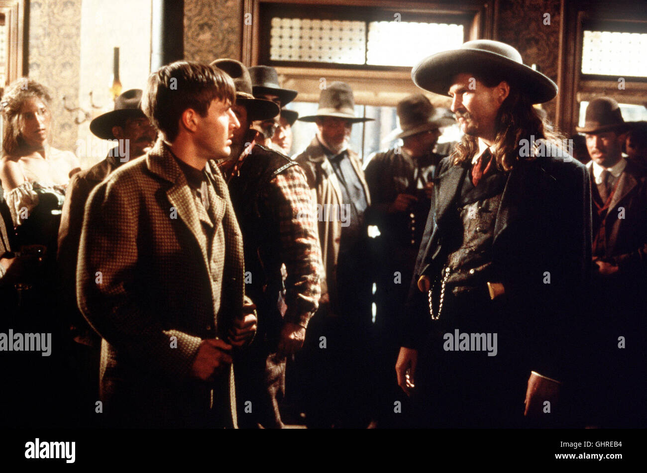Wild Bill - Episoden aus Dem Leben von Wild Bill Hickok, Dargestellt von Jeff Bridges, Einer Legende des Wilden Westens, der als Sinnenfroher, Weder Tod Noch Teufel Fürchtender individualistischen Gezeichnet Wird. Szene Mit Wild Bill (JEFF BRIDGES, R) Und DAVID ARQUETTE. Regie: Walter Hill aka. Wild Bill Stockfoto