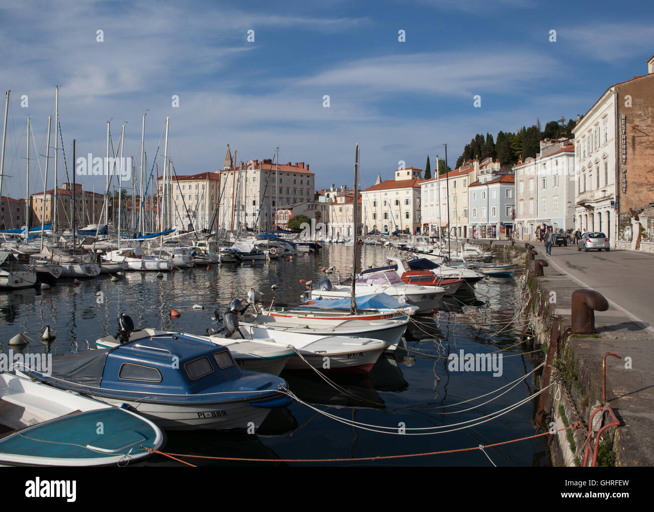 Hafen in Piran, Slowenien. Stockfoto