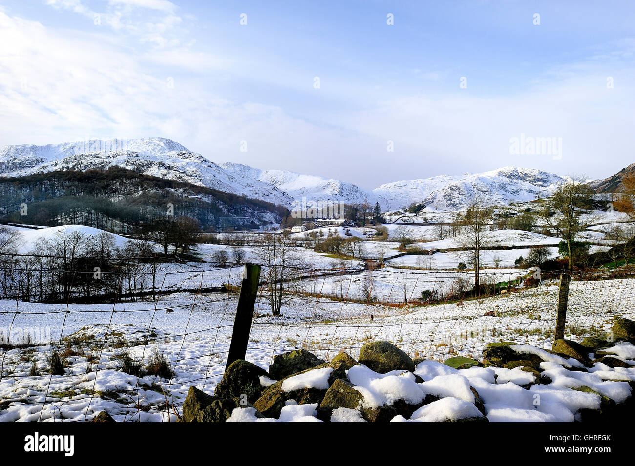 Winter im kleinen Langdale Tal Stockfoto