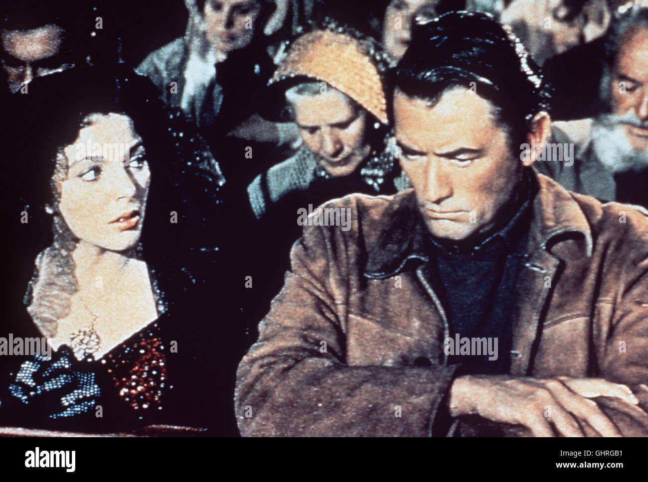 BRAVADOS Jim Douglass (GREGORY PECK) Verfolgt Und Tötet Zuschnitts Drei Enflohene Verbrecher, äh sterben Für Die Mörder Seiner Frau Hält - Erst der Vierte Bandit Kann Ihn Überzeugen, segnende sterben Bande Nichts Mit Dem Mord Zu Tun wegdrücken... Hier Mit Joseffa Velarde (JOAN COLINS). Regie: Henry King aka. Der Bravados Stockfoto