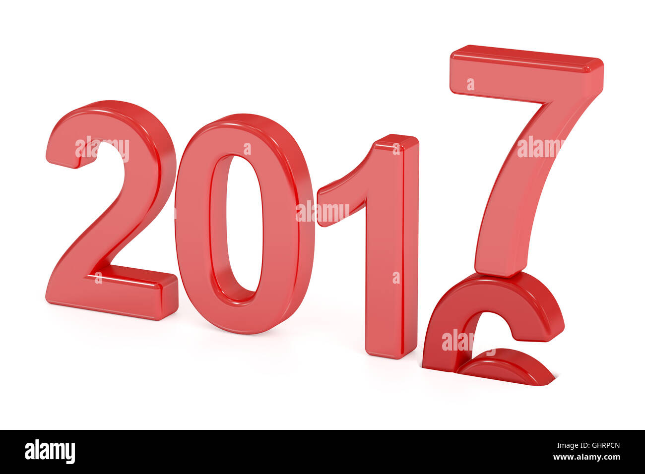 Glückliches neues Jahr 2017 Konzept, 3D-Rendering isolierten auf weißen Hintergrund Stockfoto