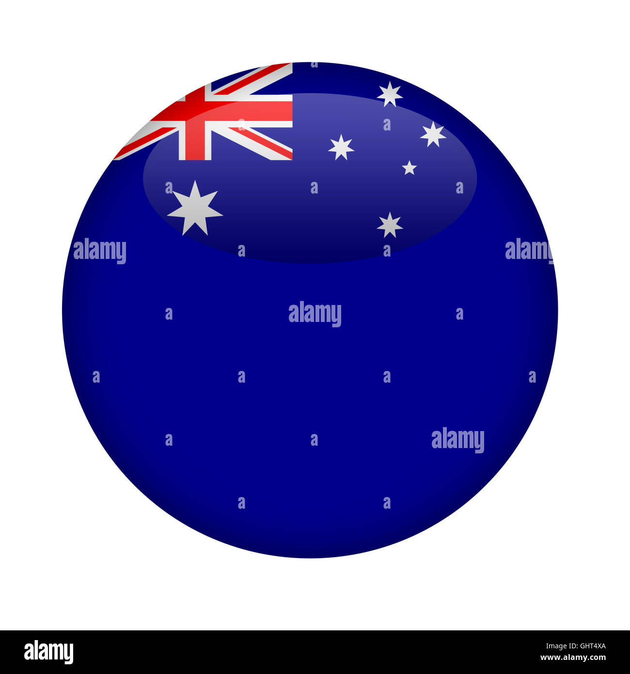 Leere Australien Schaltfläche mit textfreiraum auf weißem Hintergrund. Stockfoto