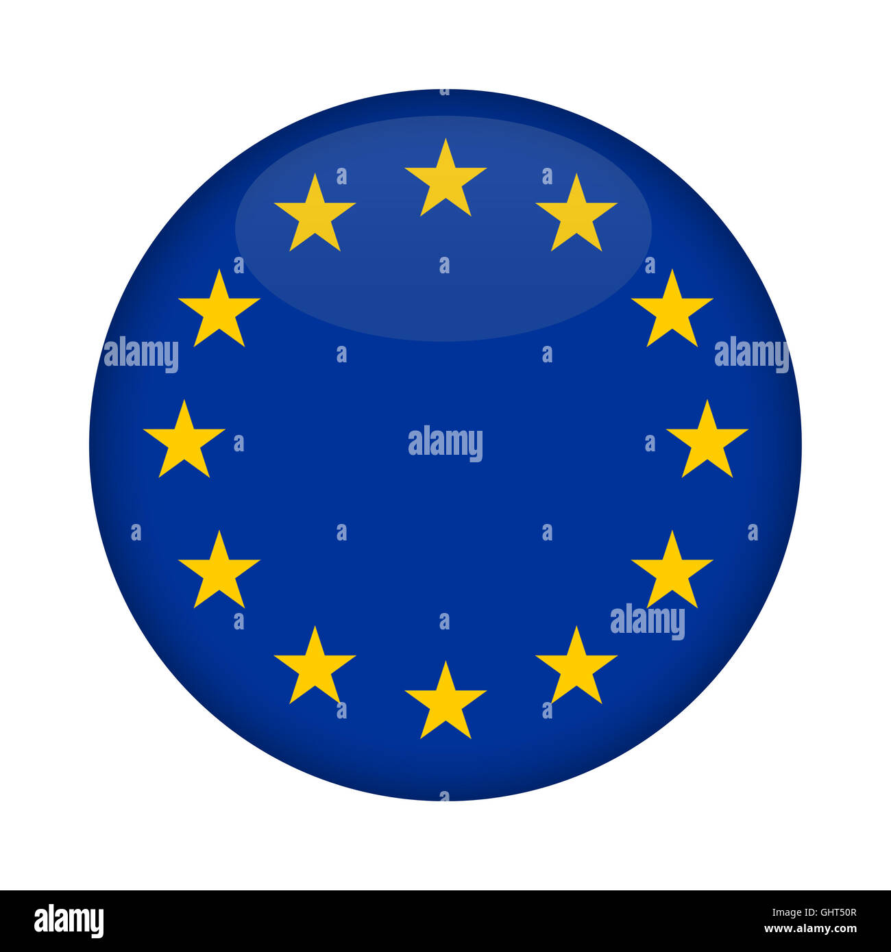 Leere Schaltfläche Euro melden isoliert auf einem weißen Hintergrund. Stockfoto