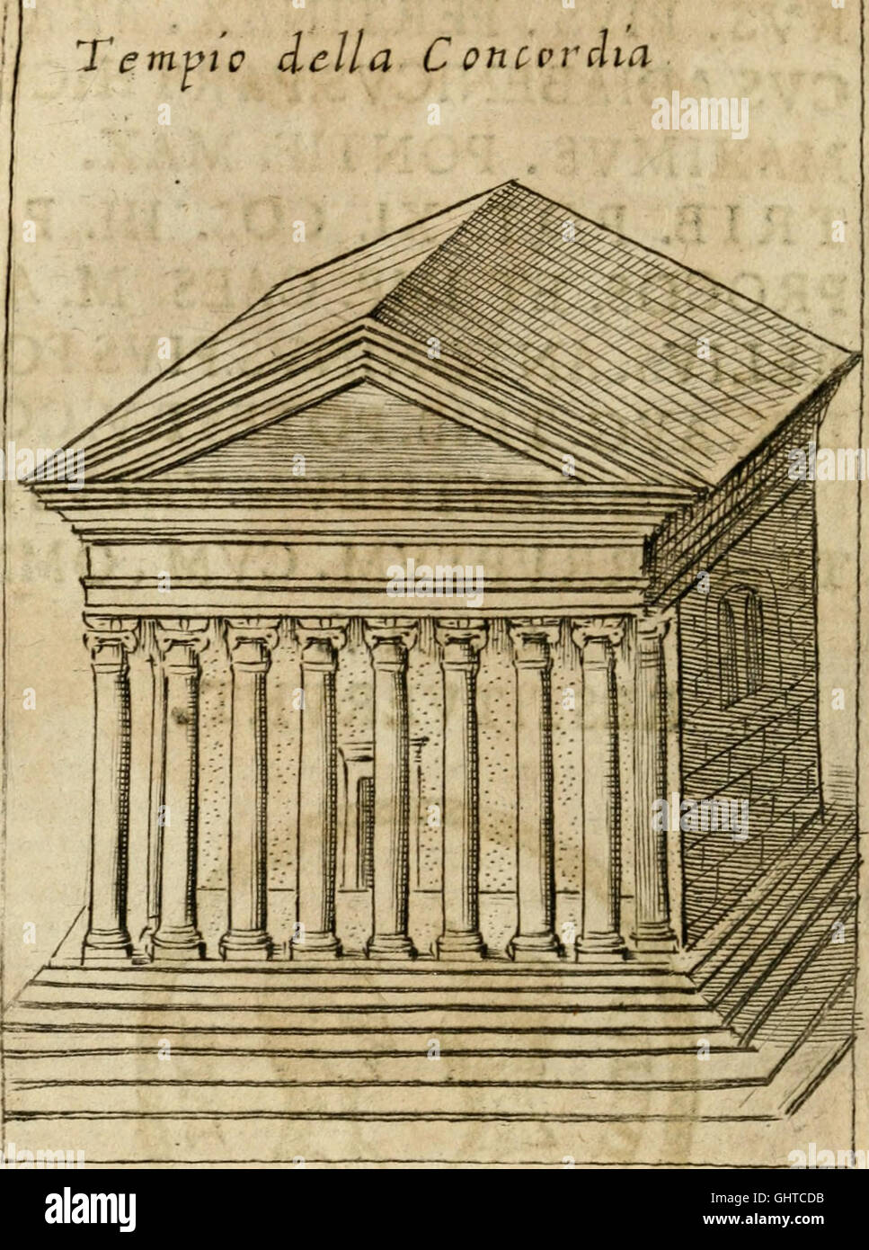 Ritratto di Roma Antica - Nel Qvale Sono Figvrati ich Principali Tempij, Theatri, Anfiteatri, seinen, Naumachie, Archi Trionfali Curie, Basiliche, Colonne, Anwaltskammern del Trionfo, Dignita Militari, e Stockfoto