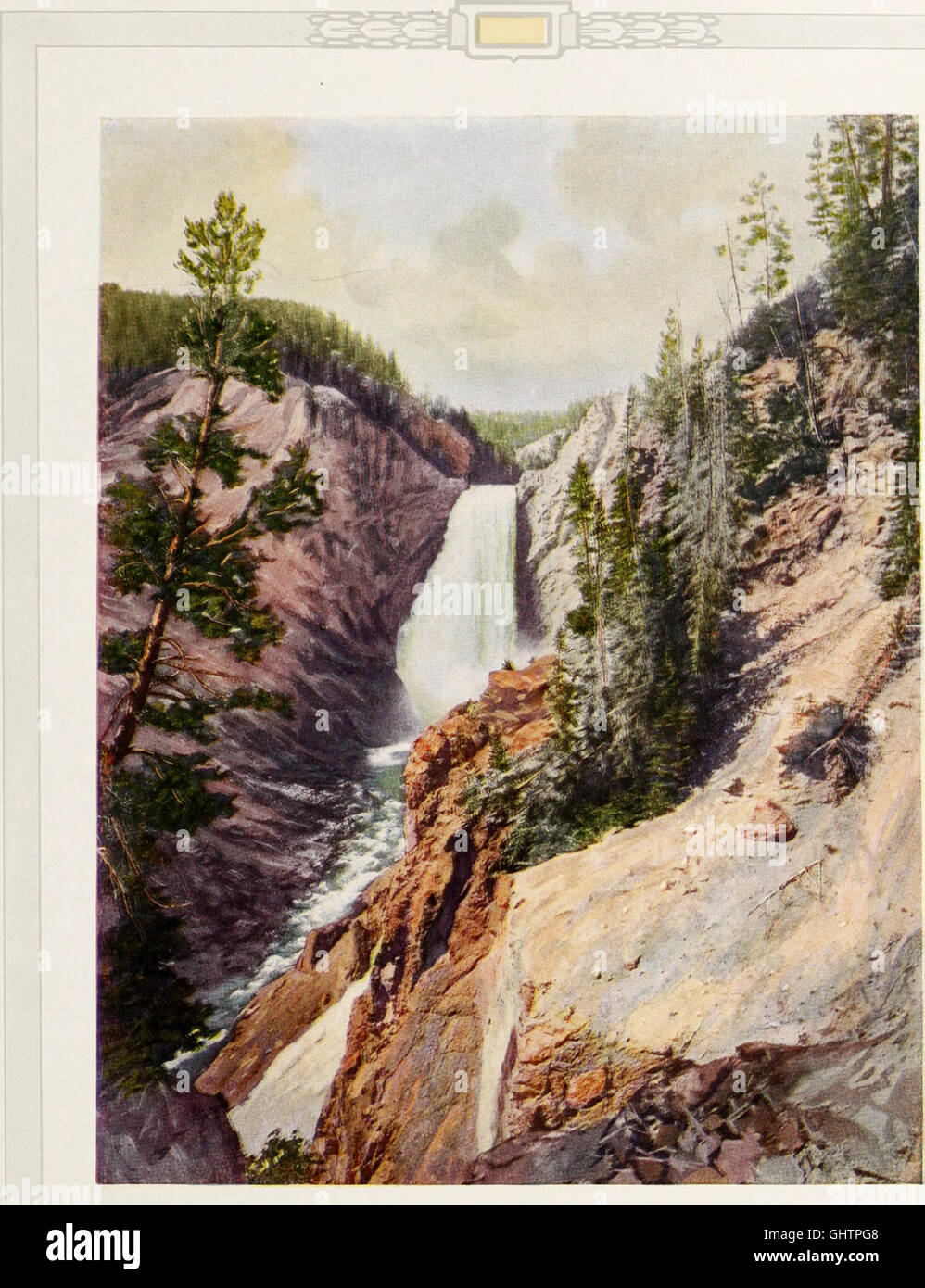 Geyserland - Union Pacific-Oregon kurze Line Railroad zum Yellowstone National Park - Verbindung mit transkontinentalen Züge aus allen verweist Ost und West von dort durch den Park von der Stockfoto