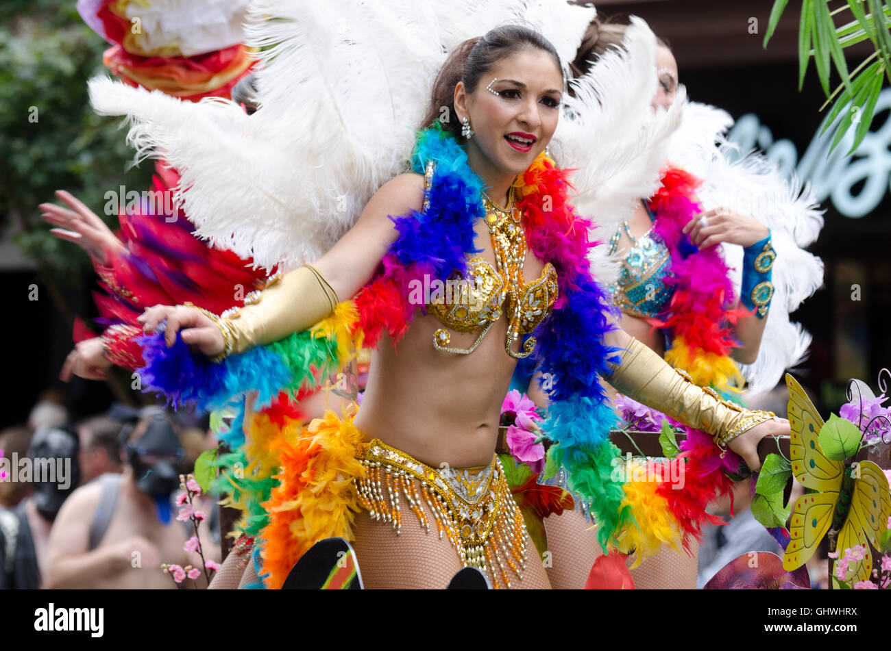 Demonstranten in 2016 Vancouver Pride Parade in Vancouver, British Columbia, Kanada Stockfoto
