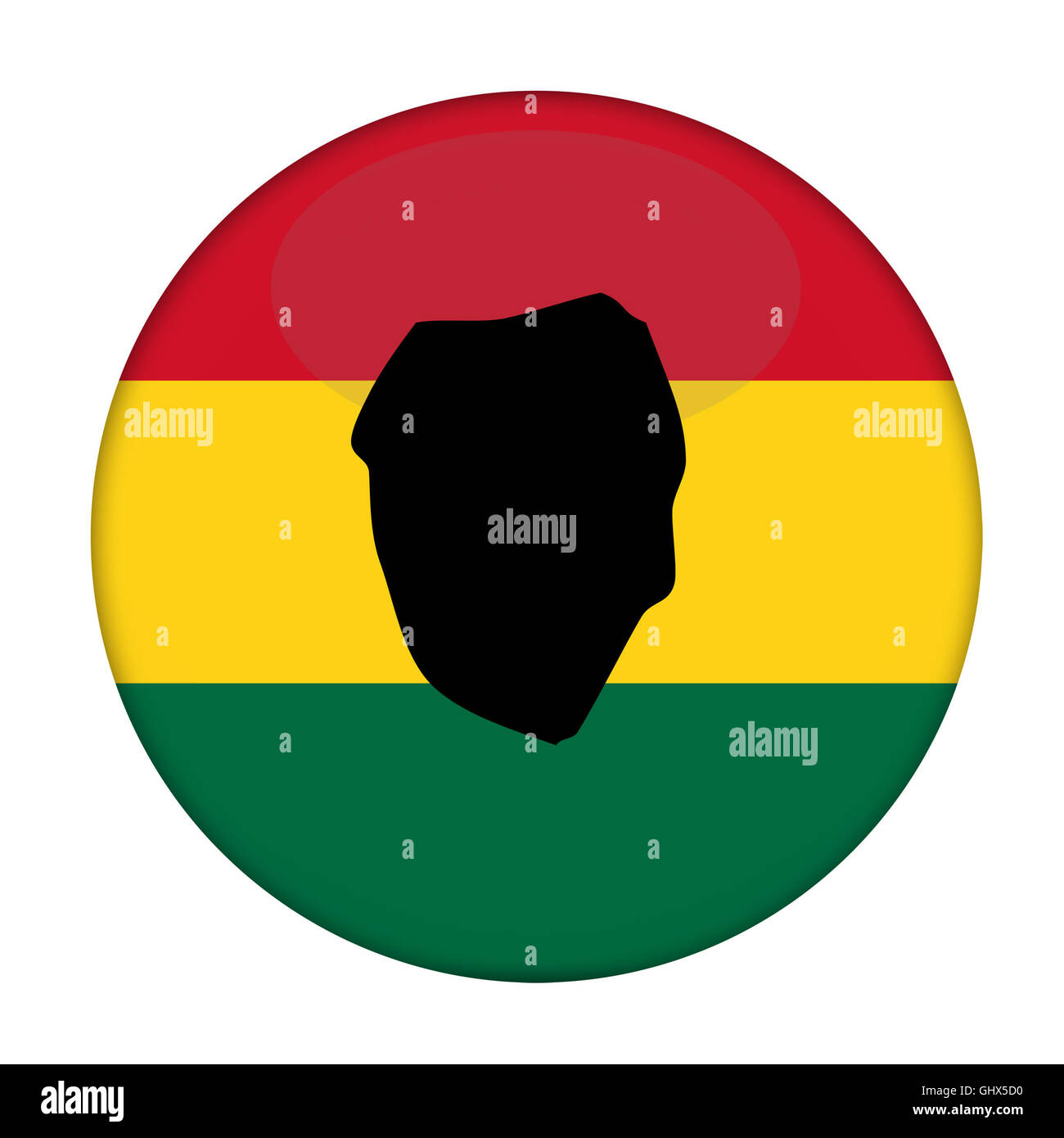 Sierra Leone Karte auf Knopfdruck Rastafari Flagge, weißen Hintergrund. Stockfoto