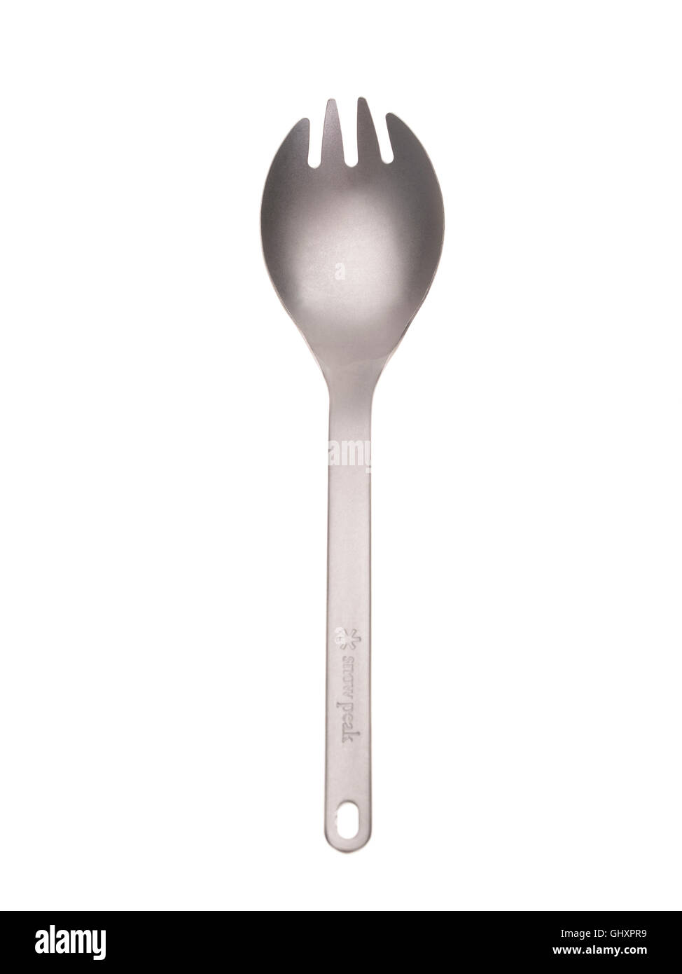 Titan-Spork durch japanische Marke Snow Peak Stockfoto